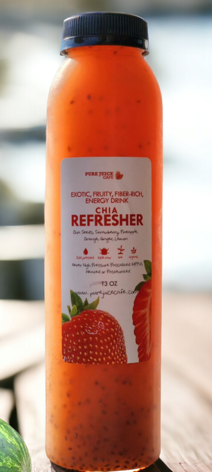 chia seed strawberry drink Pure Juice Cafe